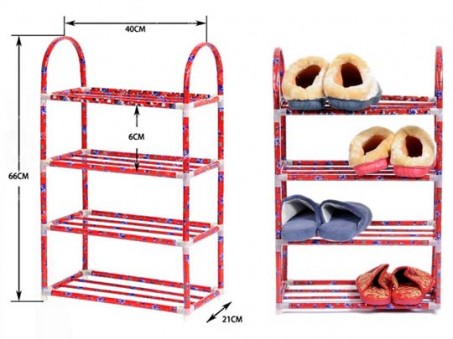 Kệ Để Giày Dép Đa Năng 4 Tầng HOA VĂN Nhôm Không Rỉ